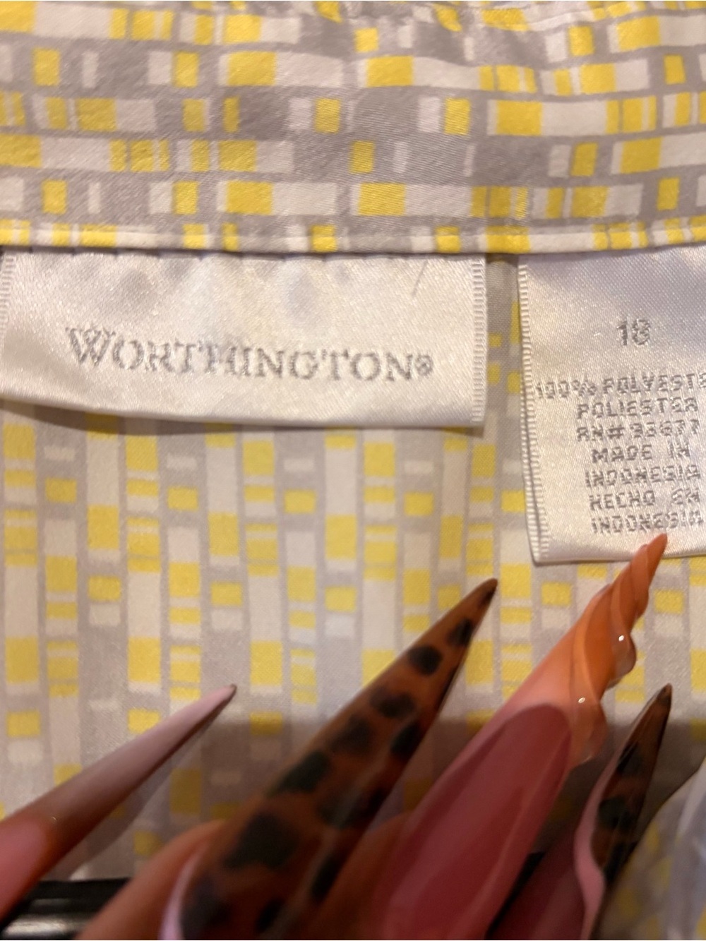 Worthington Light Yellow Patterned Ruffle-Front Blouse - Picture 5 of 5